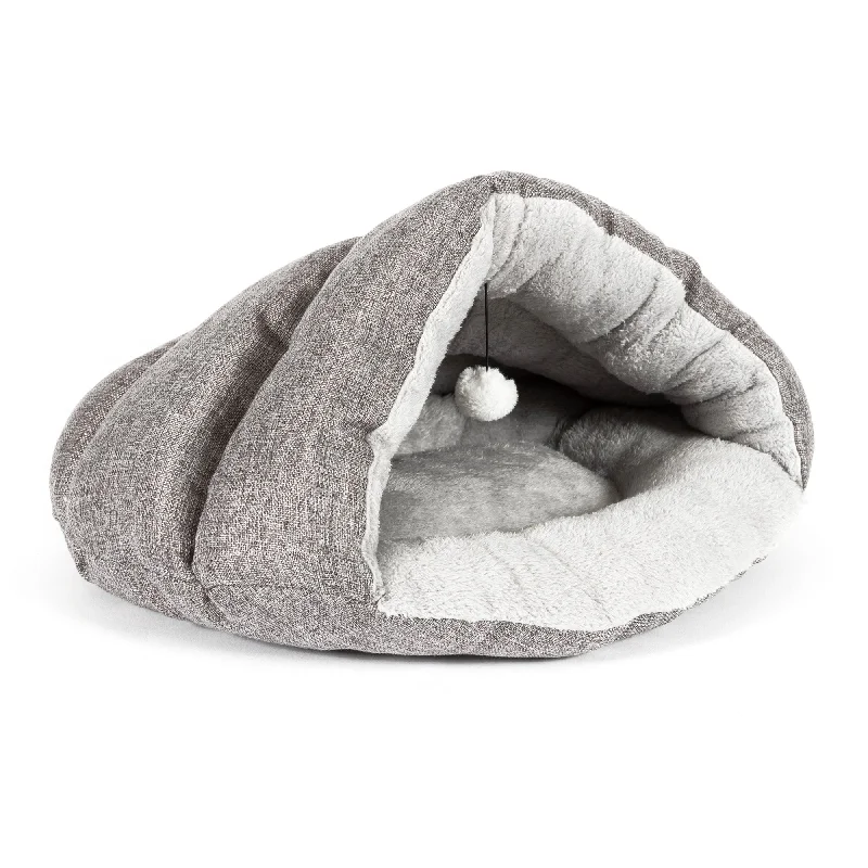 - Foldable and portable cat bagAncol Sleepy Paws Cat Cave Bed Plush Fleece