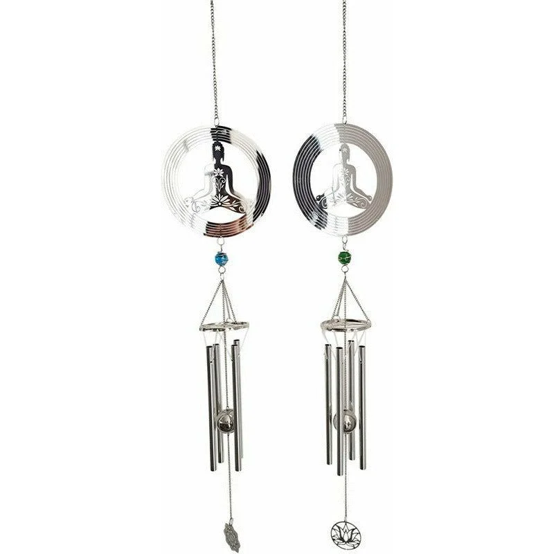 - Dog anti-slip matSilver Flower Pattern Yoga Lady Wind Chime