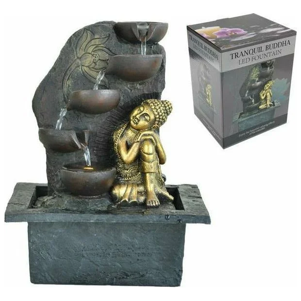 - Air box TSA certified check-inResting Gold Buddha Fountain with Light