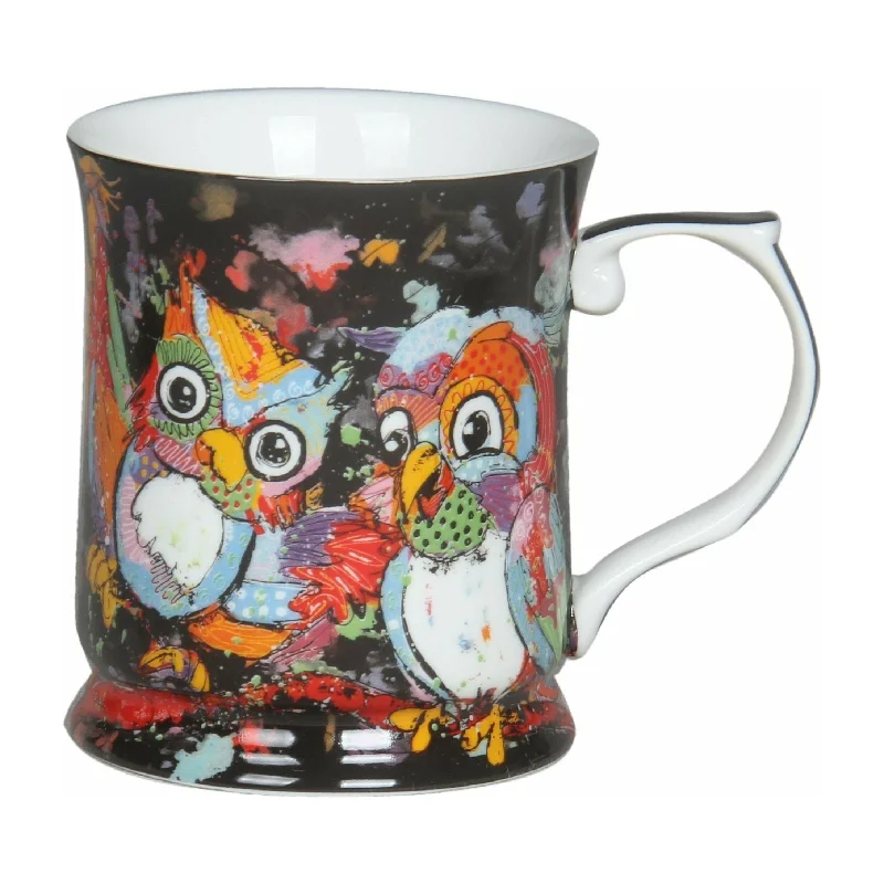 - Car dog seat beltCheeki Little Owls on Black Fine Bone China - Mug