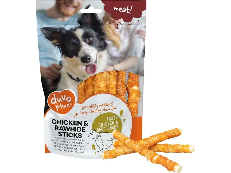  -Splash-proof food bowl AND Anti-choking slow food bowlmeat! Chicken & rawhide sticks small 12,5cm - 400g - ± 34st