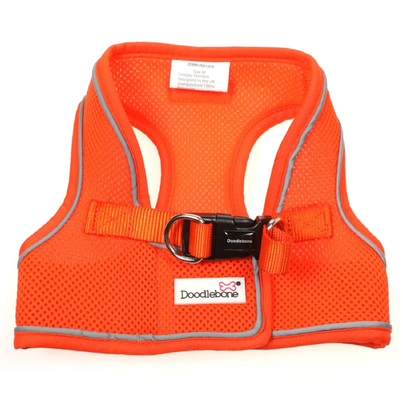 ---Doodlebone Originals Snappy Dog Harness Tangerine 7 Sizes