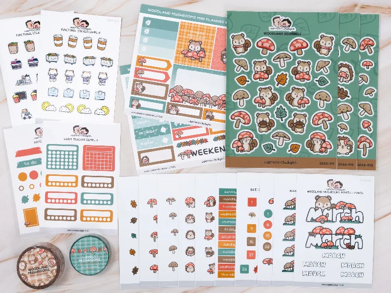 ---Woodland Mushrooms Starter Sticker Set