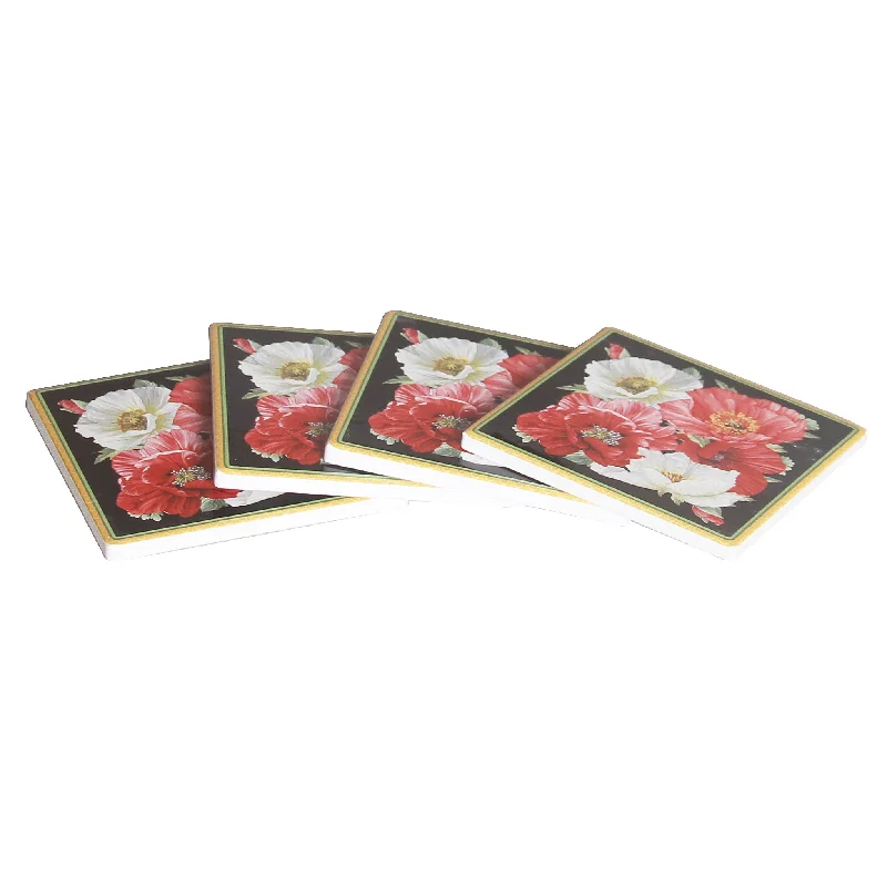 - Pet tear stain cleaning wipesNew Poppies on Black - Coaster Set