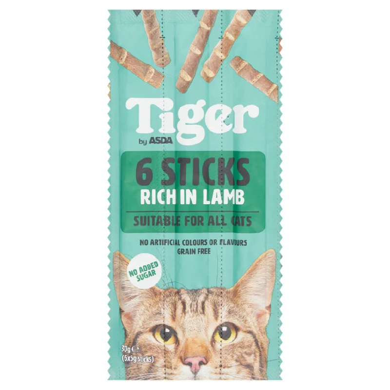 - Parrot climbing and standing wooden frameTiger by ASDA 6 Sticks Rich In Lamb Suitable For All Cats 30g