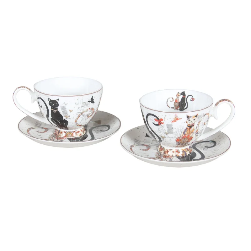  -Anti-scratch sofa protective coverEmbossed Cat Couple Fine Bone China - 2 Cup & Saucer Set