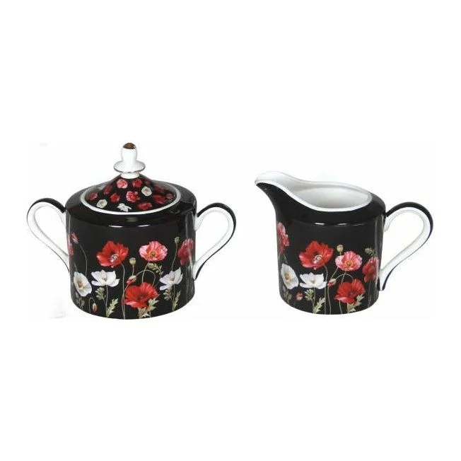  -Anti-scratch sofa protective coverPoppies on Black Fine Bone China - Sugar & Milk Set