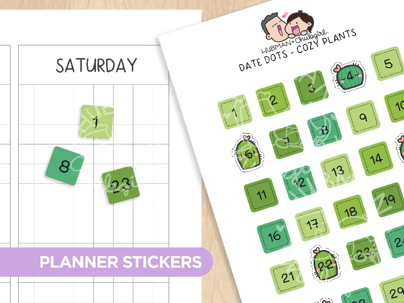  -Non-contact cat thermometerDate Dots - Cozy Plants Planner Stickers