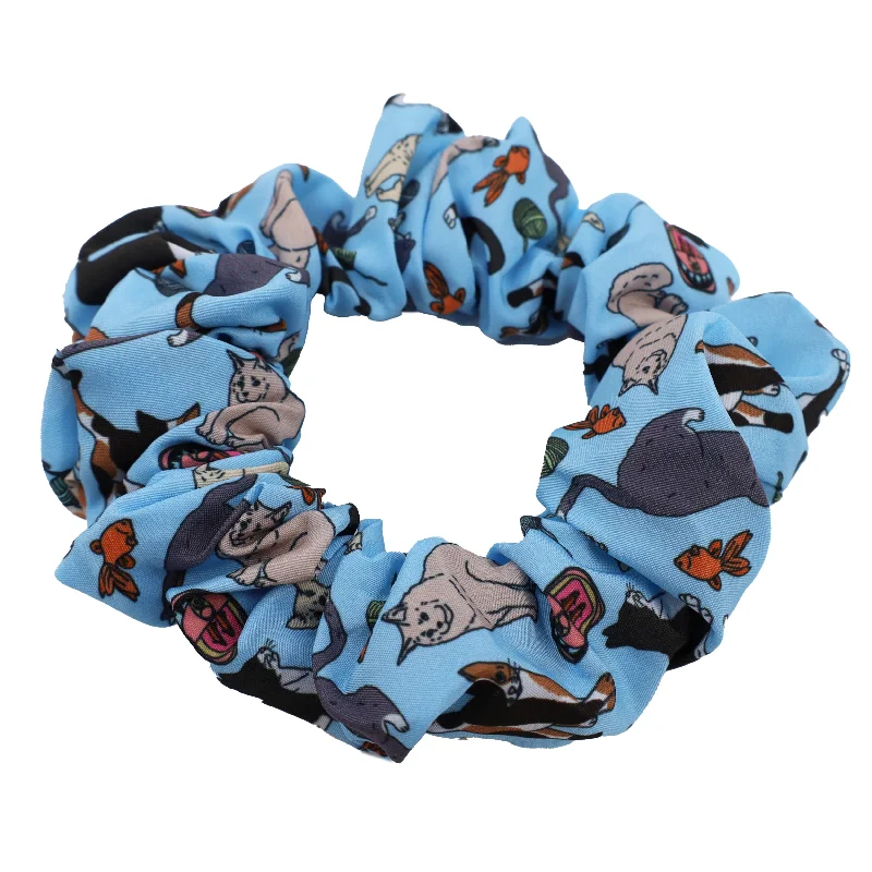 - Cat anti-jump window safety netMeow Blue Scrunchie