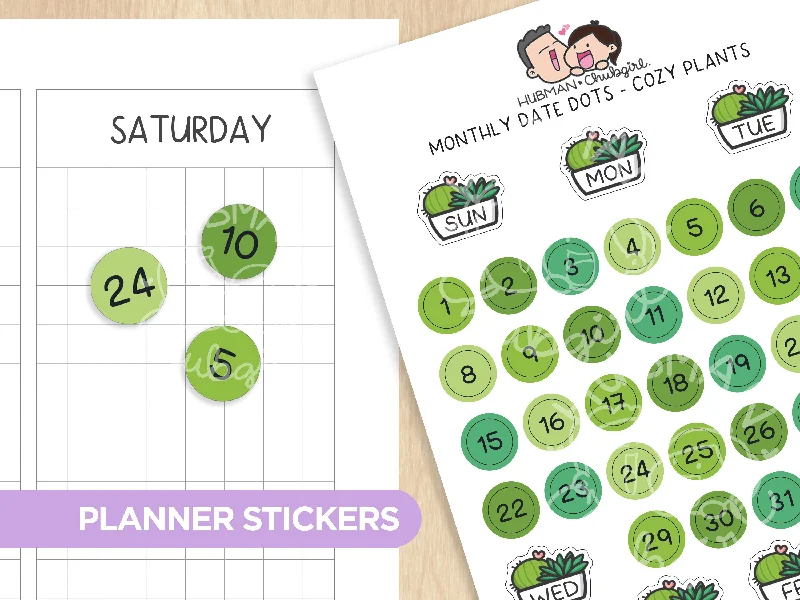 - Air box TSA certified check-inMonthly Set - Cozy Plants Planner Stickers