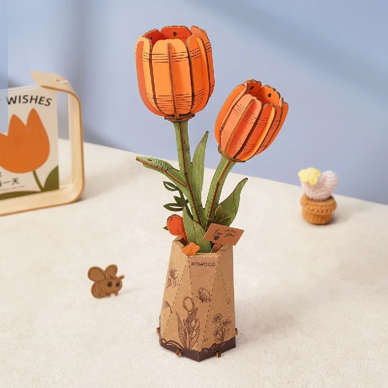 - Degradable pet feces bagDIY Wooden Flower Orange Tulip TW081