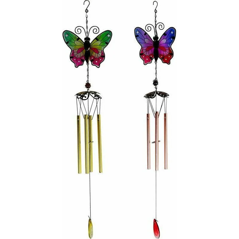 ---Wind Chime - Mosaic Glass & Metal Butterfly