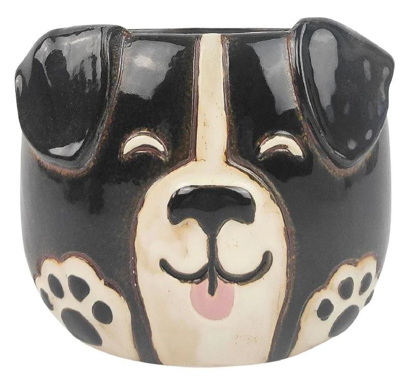 - Custom pet birthday cakeBlack & White Dog Ceramic Planter