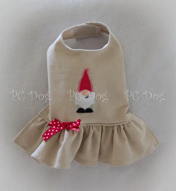 Pet retro style clothesWinter Gnome Corduroy Dress