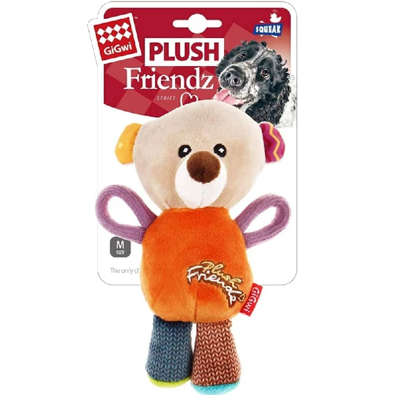  . **Dog traction rope is automatically retractable**GiGwi Plush Friendz with Squeaker Bear Toy for Dogs